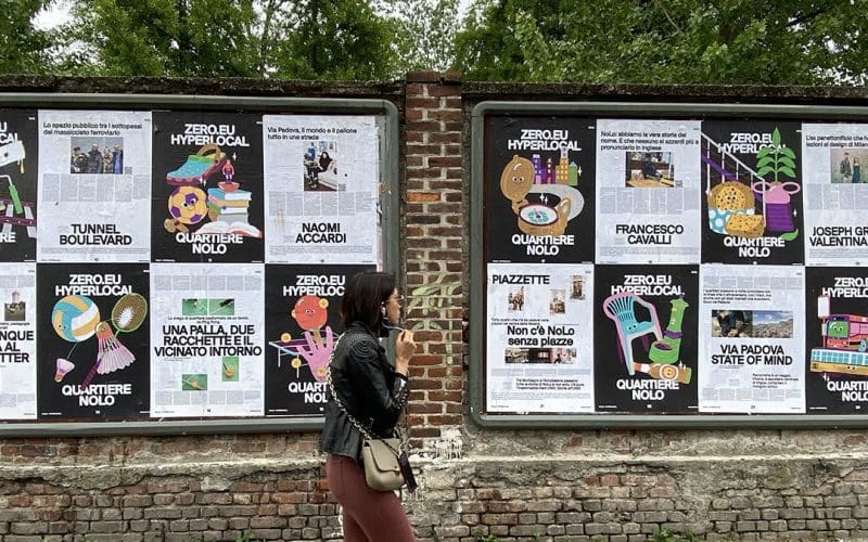NoLo, il muro del parco Trotter dalla parte di via Giacosa dove sono esposte le opere di Zero Hyperlocal