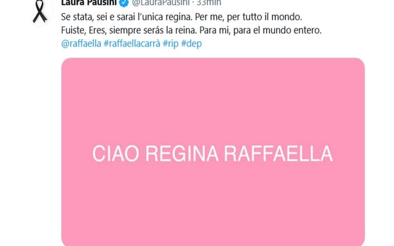 Raffaella Carrà tweet Laura Pausini
